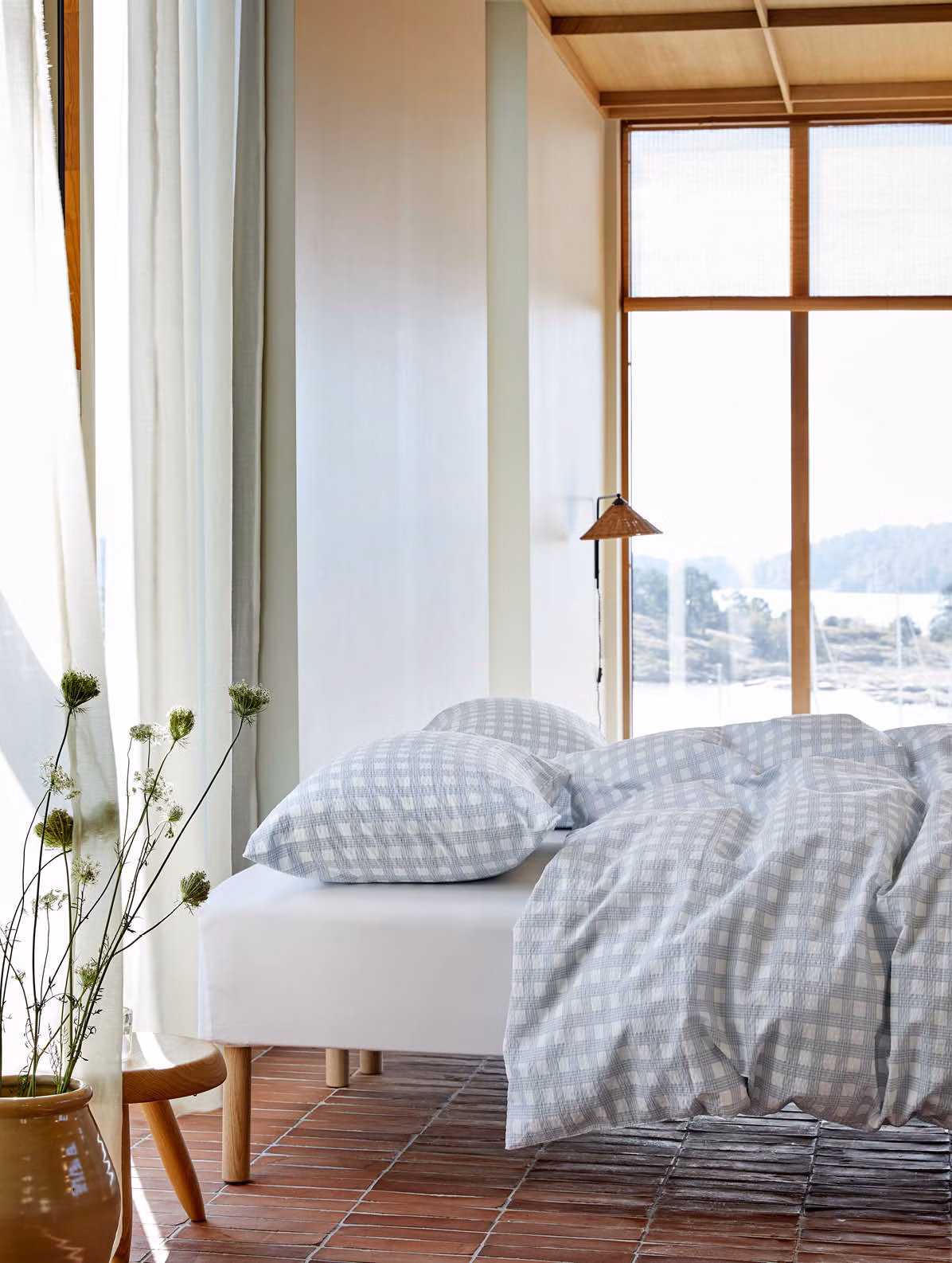 Birk sengesett vasket blå