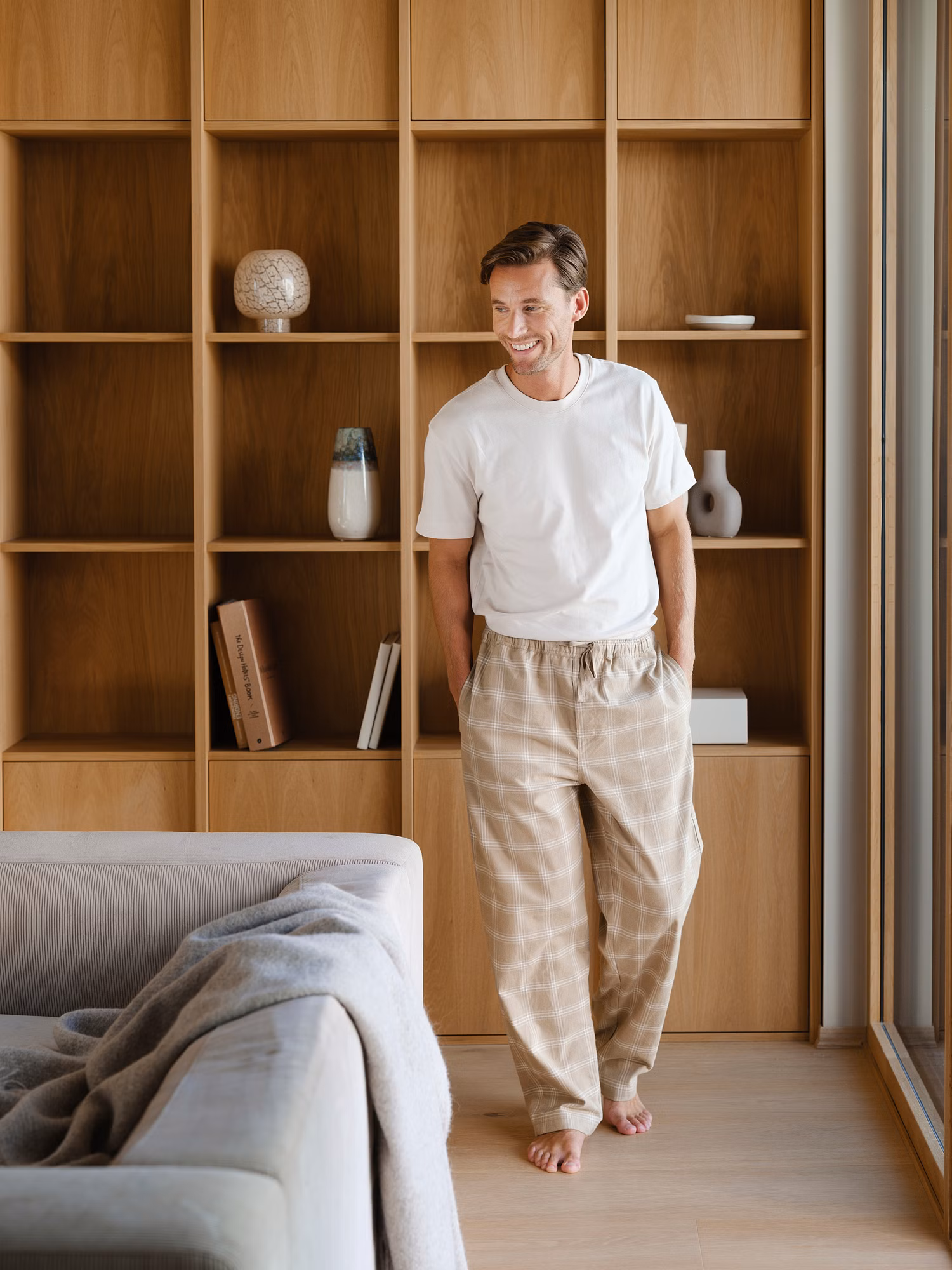 Ravnen pyjamasbukse beige herre
